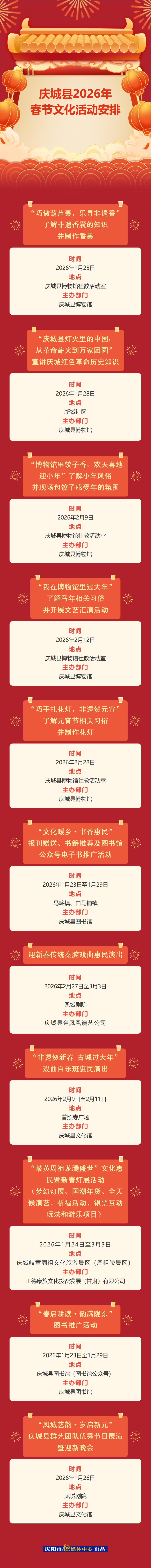 【長圖】慶城縣2026年春節文化活動安排